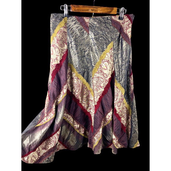 Coldwater Creek Skirt Medium Patchwork Gypsy Core Y2K Boho Artsy Mixed Fabrics - Picture 1 of 12